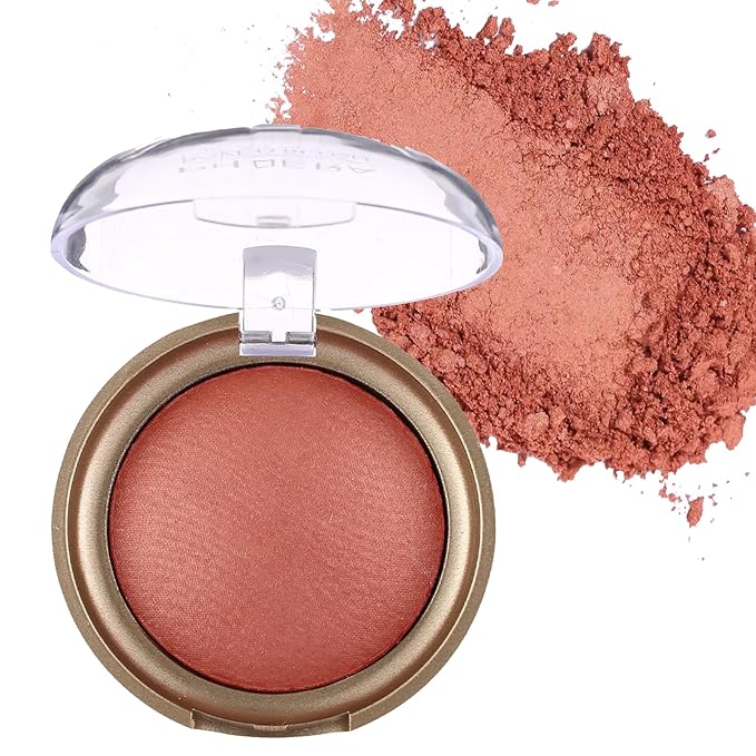 Baked Blush, Marbleized Blush for Cheeks, Shimmery Satin Finish Blushes Powder Palette, Buildable Color Natural Face Makeup Powder