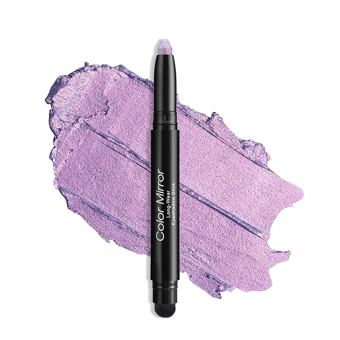 Longwear Cream Eye Shadow Sticks(48 Violet Metallic), Smudge-Proof, Waterproof Eyeshadow,Silky Formula Glitter With Makeup Brush,Light Purple Eyeshadow Stick