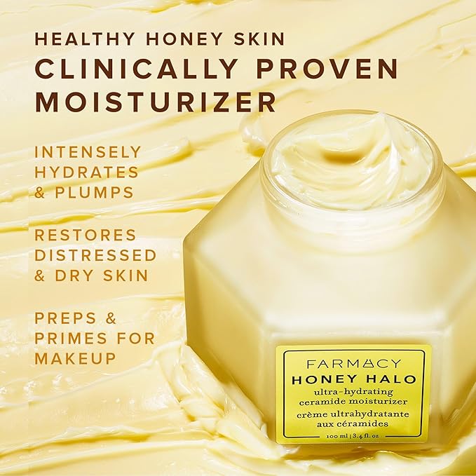 Farmacy Ceramide Face Moisturizer - Honey Halo Hydrating Facial Moisturizer for Dry Skin - Plumps, Soothes + Restores Skin with Potent Ceramides + Buckwheat Honey for a Dewy, Healthy Glow (50ml)