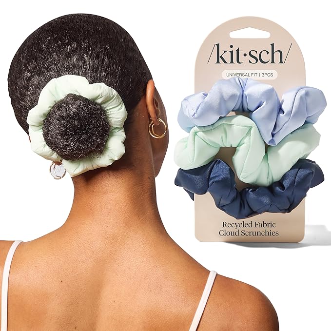 Kitsch Scrunchies for Women - No Crease Hair Ties No Damage | Soft Polyester Scrunchies for All Hair Types | Stylish & Comfortable, For Ponytails & Buns | Ideal Gifts for Women - Garden Bouquet, 3pcs