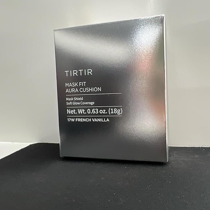 TIRTIR Mask Fit Aura Silver Cushion Foundation | Semi-glow Finish, Natural Coverage, Moisturizing, Lightweight, Korean cushion foundation (#17W French Vanilla, Full Size, 0.63 Fl Oz)