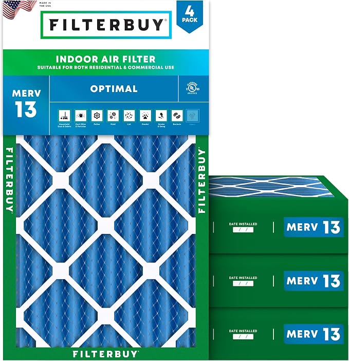 Filterbuy 20x30x4 Air Filter MERV 13 Optimal Smoke & Allergy Defense, by Filterbuy