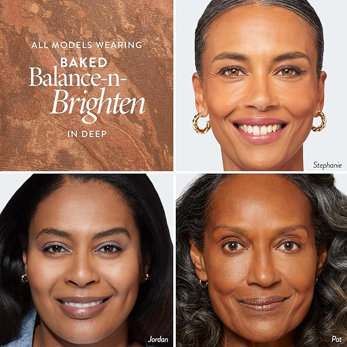 LAURA GELLER NEW YORK Award-Winning Baked Balance-n-Brighten Color Correcting Powder Foundation - Deep - Buildable Light to Medium Coverage - Demi-Matte Natural Finish