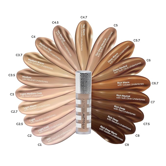 Fitglow Beauty Conceal+ | Vegan Full Coverage Concealer Skincare with Vitamin K + Green Tea | Corrects Dark Circles, Blemishes & Redness | Non-Creasing, Natural Finish | C7-6g