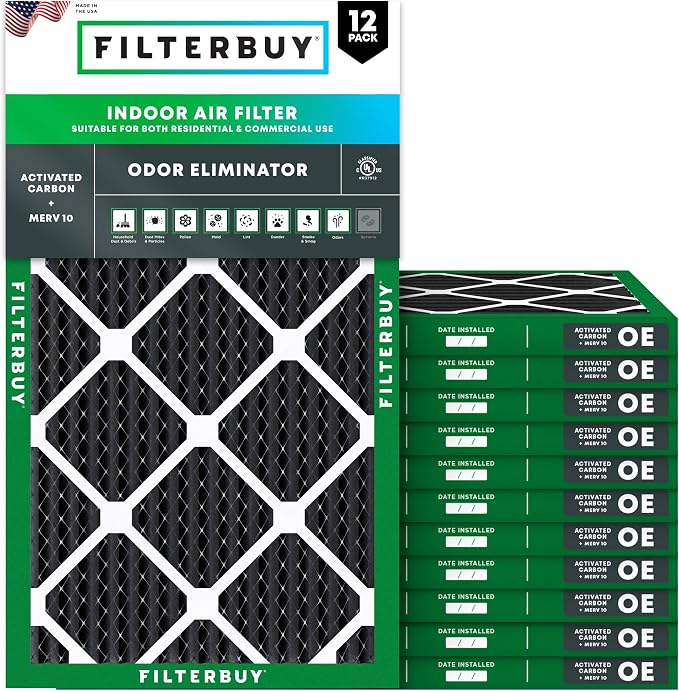 Filterbuy 20x30x1 Air Filter MERV 10 Odor & Allergy Defense by Filterbuy