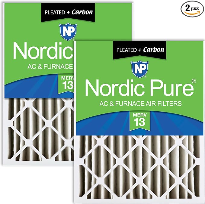 Nordic Pure 16x24x4 Pleated Air Filters MERV 13 Plus Carbon 2 Pack by NordicPure