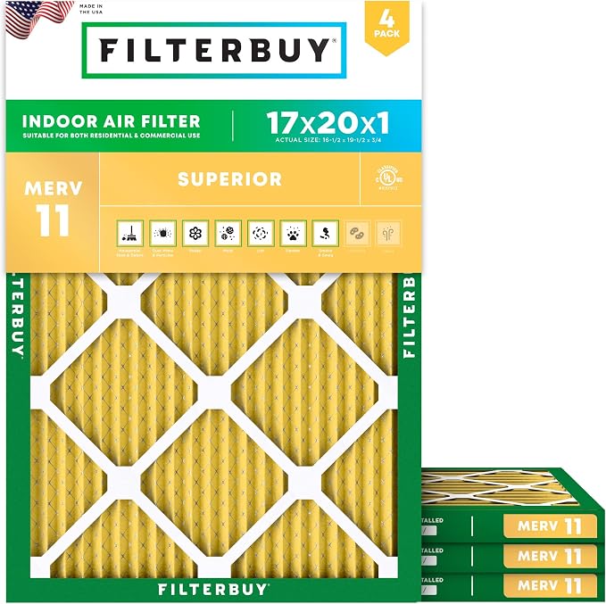 Filterbuy 17x20x1 Air Filter MERV 11 Superior Pet & Allergy Defense, by Filterbuy