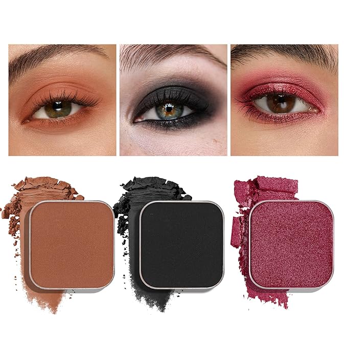 3-Color Eyeshadow Combo Pack – Matte & Shimmer Neutral Shades,Powder, Highly Pigmented, Long-Lasting, Refills Pans for Custom Magnetic Palette