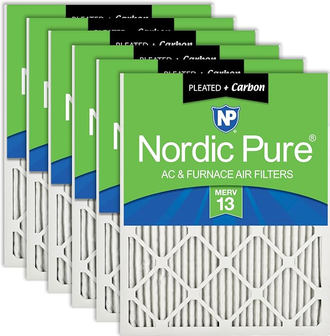 Nordic Pure 14x20x1 Pleated Air Filters MERV 13 Plus Carbon 6 Pack by NordicPure