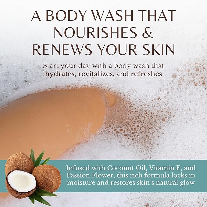 Coconut Body Wash, Cleans, Softens & Nourishes, Ultra Moisturizing Shower Gel for Dry and Sensitive Skin, Women & Men, Organic & Natural, 16 fl oz, 2-Pack