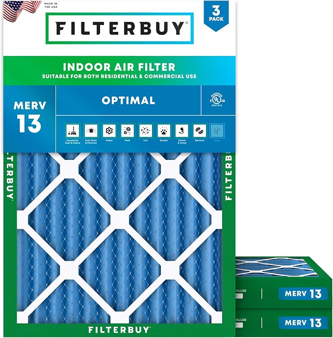 Filterbuy 18x20x2 Air Filter MERV 13 Optimal Smoke & Allergy Defense, by Filterbuy
