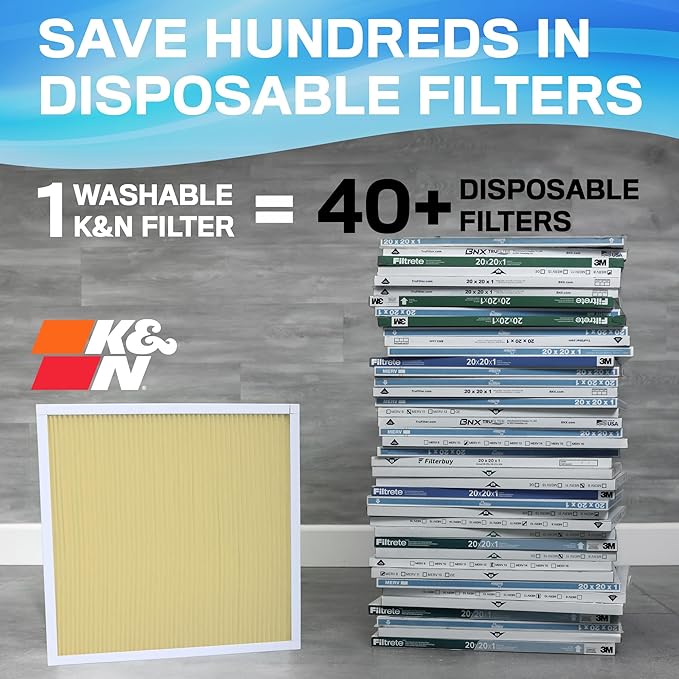 K&N 20x25x1 Air Filter, Merv 11, Washable Air Filter, the Last Furnace Filter - Image 2