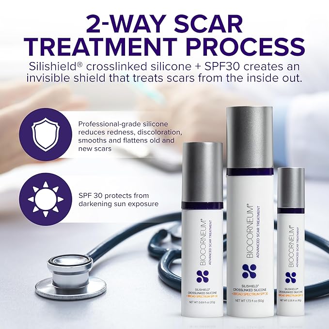 Advanced Scar Treatment with Silishield® & SPF 30 20g - Surgeon-Approved Silicone Scar Gel for Surgical Scars Ideal for Adults & Kids – New & Keloid Scar Treatment & Scar Removal Cream for Old Scars