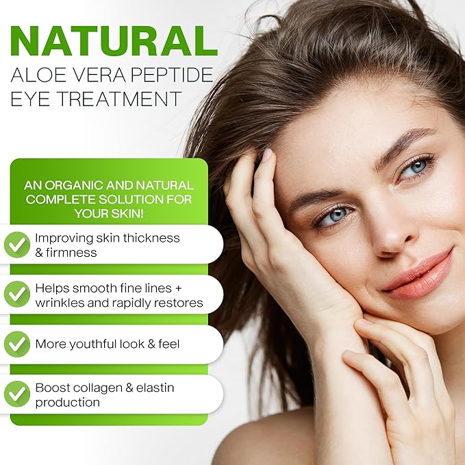 Peptide Eye Cream Anti Aging, Hydrating Under Eye Cream For Women & Men Dry, Sensitive or Mature Skin Repair, Daily Day & Night Treatment for Fine Lines, Wrinkles, Dark Circles, Bags, Puffiness 0.5 Oz
