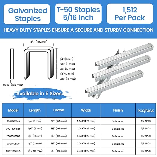 meite Heavy Duty Staples, 5/16 Inch Length T-50 Staples - Image 2