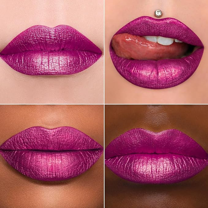 MAKI YIKA Hot Pink Lipstick for Women Metallic Lipsticks Glitter Long Lasting Lipstick No Smudge No Transfer Liquid Lip Gloss (BR19 Unheated)