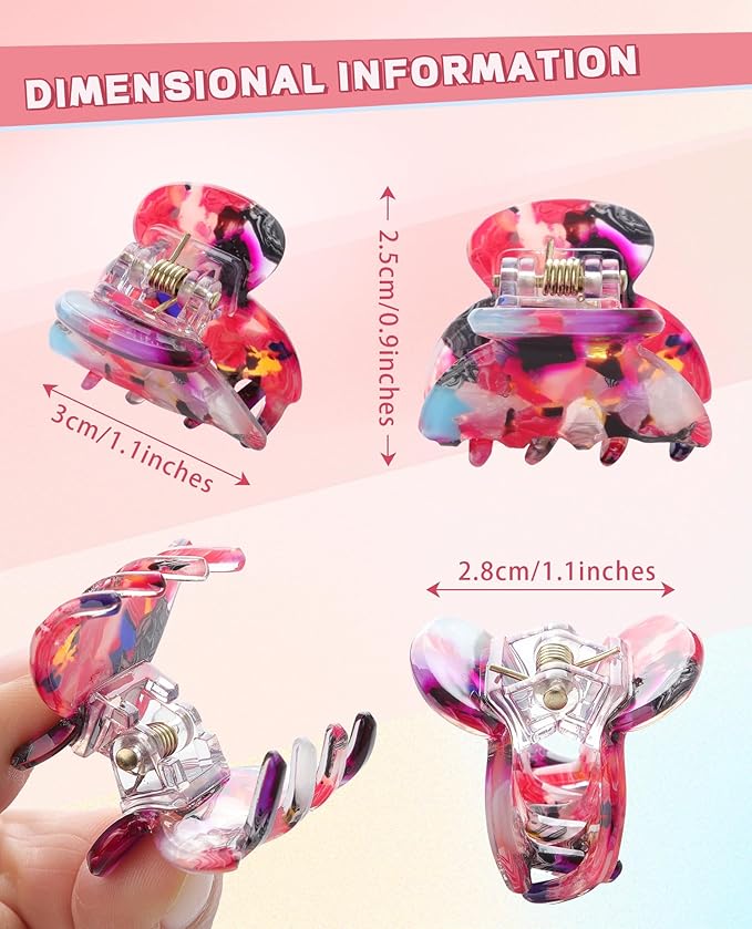 Claw Hair Clips Jaw Clamps - 12PCS Small Hair Claw Jaw Clamp for Thin Hair Styling Accessories Classic Hair Clamp for Women Girls (Flower#1)