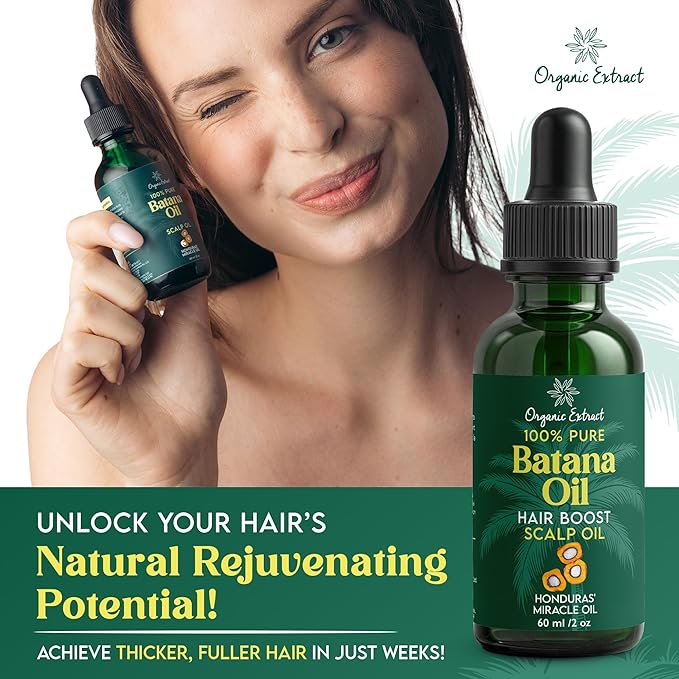 Batana Oil for Hair & Scalp – 2 fl oz / 60ml – Deep Hydration & Frizz Control – Pure & Natural Moisturizing – Lightweight, Nourishing Oil for All Hair Types – For Men & Women