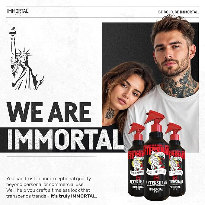 Immortal NYC Stay Blessed 04, After Shave Spray, Body/Face, Men's Cologne, 17 oz, Exclusive Barbers, Softens Skin, Refreshes, Disinfects and Relieves Face and Skin, Moisturizing Formula After Shaving