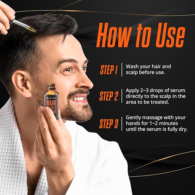 Abera Hair Growth Serum for Hair Loss, Natural Hair Regrowth Treatment for Hair & Beard with Biotin & Castor Oil, Recommended Combo (1 Serum + Gift)