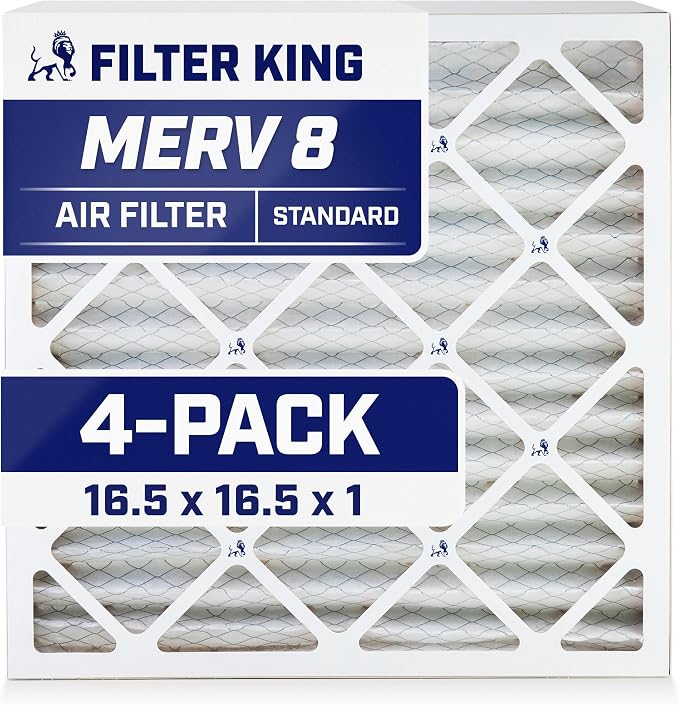 Filter King 16.5x16.5x1 Air Filter | 4-PACK | MERV 8 HVAC Pleated A/C Furnace by FilterKing