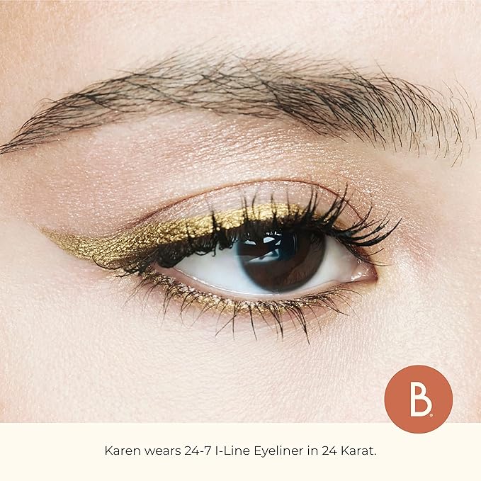 Beauty For Real I-Line 24-7 Eyeliner, 24 Karat - Metallic Gold - Long-Wearing, Waterproof Gel Formula - Safe for Sensitive Eyes & Contact Lens Wearers - 0.01 oz