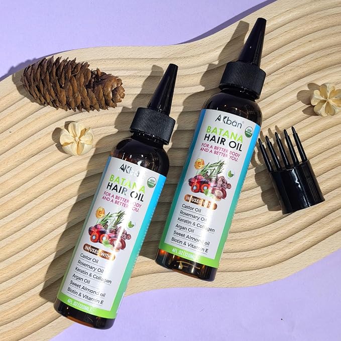 100% Pure Batana Oil for Hair Growth with Castor, Rosemary, Pumpkin, Infused With Biotin, Keratin & Vitamin E, Premium Hair Blend Oils for Hair Growth & Strengthening Hair Treatment, 4 FL OZ