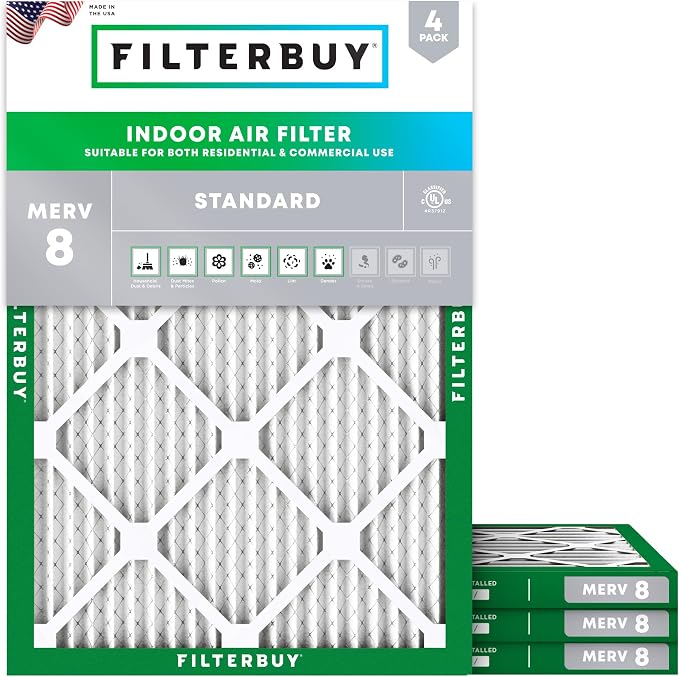 Filterbuy 16x21x1 Air Filter MERV 8 Essential Dust & Allergy Defense, by Filterbuy