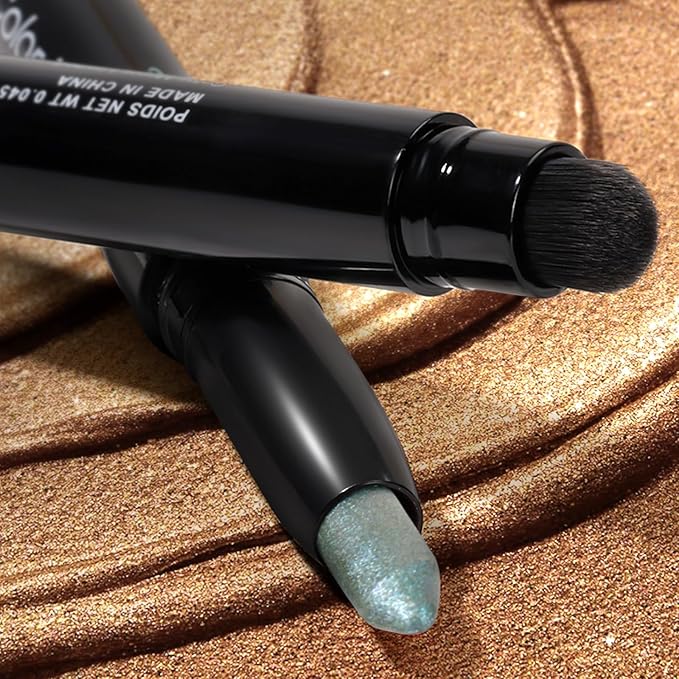 Cream Waterproof Hypoallergenic Eyeshadow Stick, long wear Metallic Glitter Matte Eye Shadow Pencil With Makeup Brush, Eye Brightener, 58 Avocado Metallic