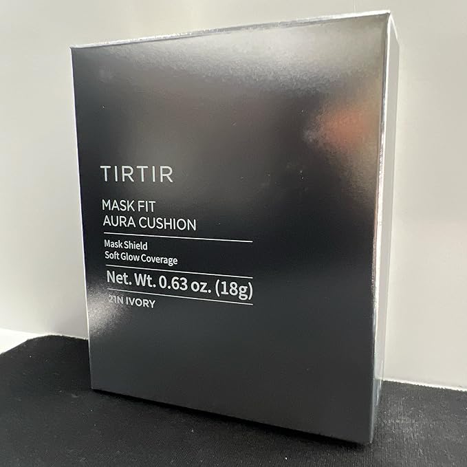 TIRTIR Mask Fit Aura Silver Cushion Foundation | Semi-glow Finish, Natural Coverage, Moisturizing, Lightweight, Korean cushion foundation (#21N Ivory, Full Size, 0.63 Fl Oz)