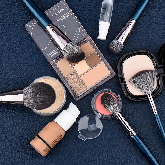 Professional Makeup Brush Set 14Pcs Makeup Brushes Kit Foundation Eyeshadow Powder Blending Eyebrow Eyelash Kabuki Brushes Cosmetic Brushes Travel Kits With Leather Bag Gift