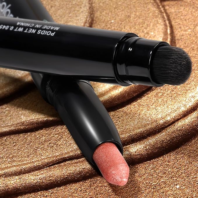 Longwear Cream Eye Shadow Sticks(05 Sunset Shimmer),Smudge-Proof, Waterproof Eyeshadow,Silky Formula Glitter With Makeup Brush,Pink Eye Shadow Stick