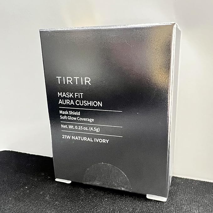 [*Mini Size*] TIRTIR Aura Glow Silver Cushion | Korean Cushion Foundation, (#21W Natural Ivory, 0.15 Fl Oz)