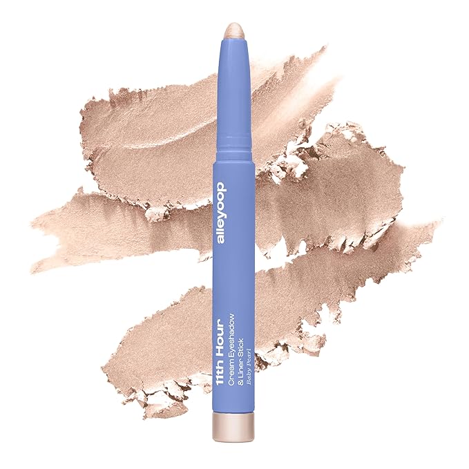 ALLEYOOP 11th Hour Waterproof Cream Eyeshadow Stick – Long-Lasting Eye Shadow Pencil & Eyeliner, Cream to Powder Stick & Highlighter – Smudge-Proof Eyeshadow Shimmer, Baby Pearl Shimmer