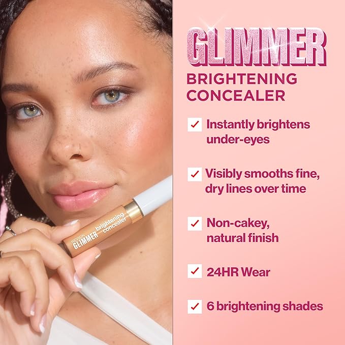 Revlon Glimmer Brightening Concealer, Liquid Under Eye Makeup, Made with Caffeine, Vitamin C, & Stevioside, 125, 0.3 fl oz