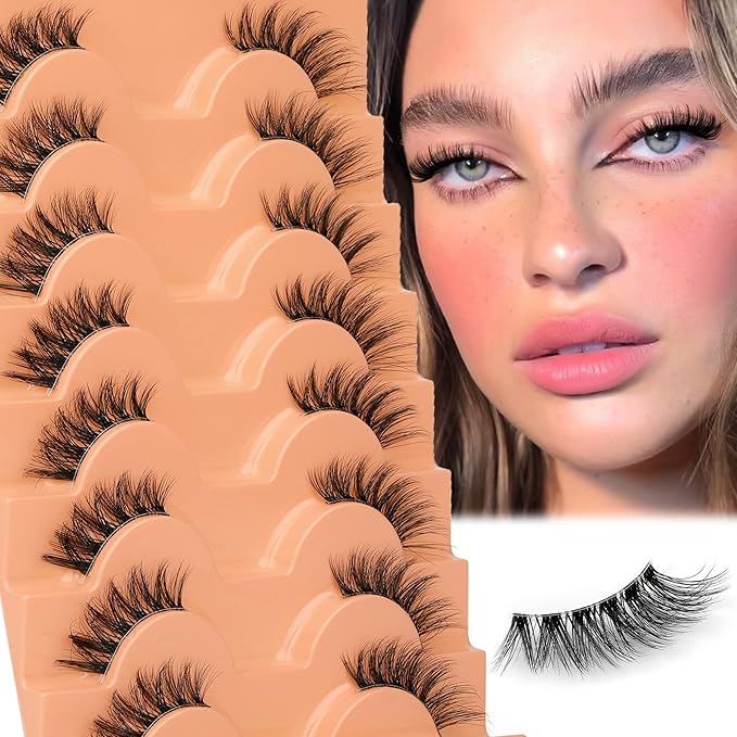Half Lashes Natural Look Half Lash Cateye Clear Band Half Eyelashes Cat Eye Fluffier Wispy Accent Lashes 3/4 Flared End Lashes Pack by ALPHONSE