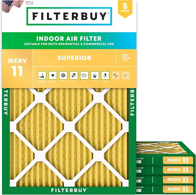 Filterbuy 25x32x1 Air Filter MERV 11 Superior Pet & Allergy Defense, by Filterbuy