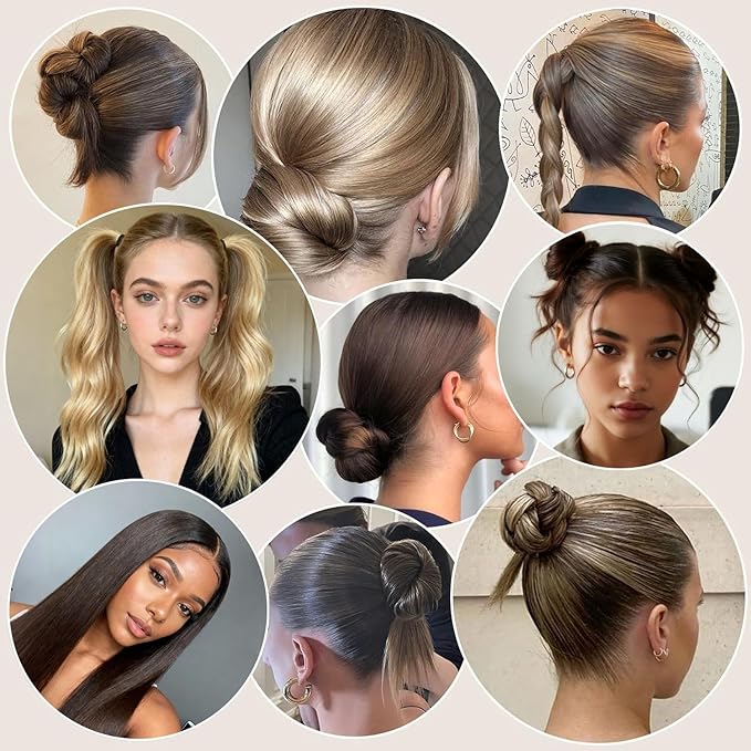 Dolahair Hair Wax Stick - Flyaway Control and Styling Pomade for Kids, Women, and Men - Accessorie Slick Back Hair Brush Kit Hair Bun Maker 20 Pcs Hair Ties (Pack of 3)
