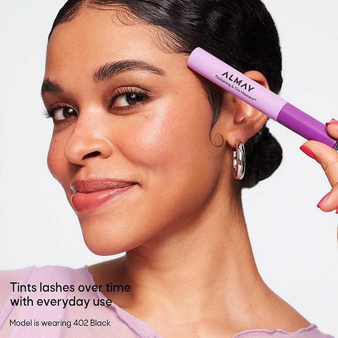 Almay Thickening & Tint Mascara, Instant Soft Full Volume, Conditions & Darkens Natural Lashes Over Time, No Flaking or Clumping, 402 Black, 2 count