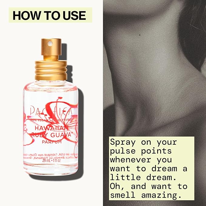 Pacifica Hawaiian Ruby Guava Spray Perfume - Vegan, Cruelty-Free Personal Fragrance with Essential Oils