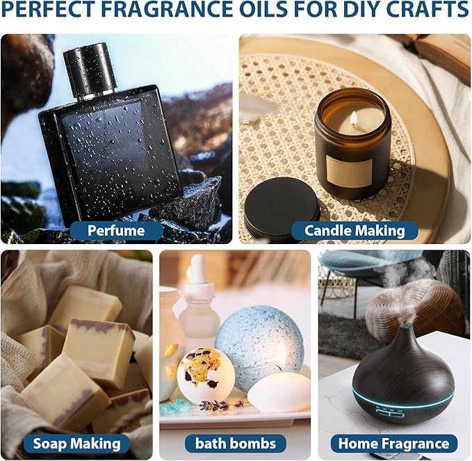 Fragrance Oil, Charming Men's Set Diffuser Oil for Home, Soap & Candle Making Scents, Aromatherapy Essential Oils -Sea Breeze, Fireside Vanilla, Cedar and More(6 * 10ML)