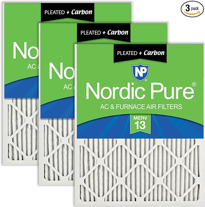 Nordic Pure 15x20x1 Pleated Air Filters MERV 13 Plus Carbon 3 Pack by NordicPure