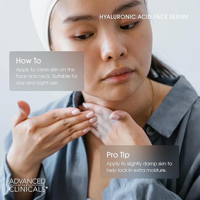 Advanced Clinicals Hyaluronic Acid Serum For Face | Moisturizing Facial Skin Care Products | Hydrating Serum For Face Helps Improve Look Of Wrinkles, Fine Lines, & Uneven Dry Skin Texture, 2-Pack