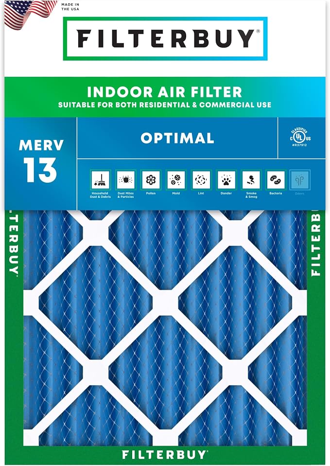 Filterbuy 10x14x2 Air Filter MERV 13 Optimal Smoke & Allergy Defense, by Filterbuy