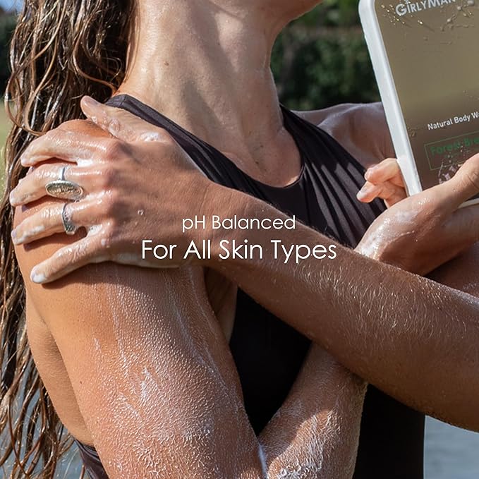 GirlyMan Natural Body Wash - Made with Olive Oil & Aloe Extract, No Artificial Fragrance, PH Balanced, Gentle Formula, Nourishing Ingredients, Family Owned (Sandalwood)