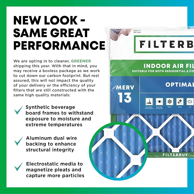 Filterbuy 25x25x4 Air Filter MERV 13 Optimal Smoke & Allergy Defense, - Image 3
