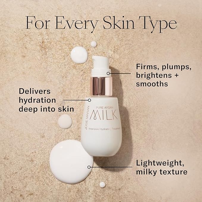 Josie Maran Pure Argan Milk - Anti Aging Face Serum with Argan Oil for Long-Lasting Hydration and a Fresh, Radiant Glow - Suitable for Dry, Sensitive Skin (1 Fl Oz)