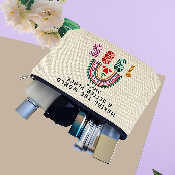 ancpeany 40th Birthday Gifts for Women, Her, 40th Birthday Decorations Makeup Bags, 1985 Anniversary 40 Year Old Gift Ideas for Mom, Wife, Sister, Best Friends, Mothers Day Small Cosmetic Travel Bag