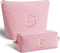Personalized Makeup Bag for Women Girls - Fashion Cosmetic Bag Trendy Travel Toiletry Bag with Initials Letter - Teen Gifts - Peach,G