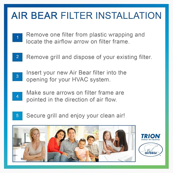 16x25x1 Air Filter MERV 8 TRION Air Bear Pleated HVAC Air Filters Replacement - Image 4